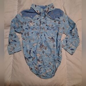 Baby Wrangler Cowboy Horses Onsie Pearl Snap Buttons